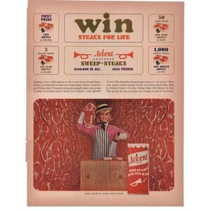 Accent Seasoning Steak Sweepstakes Magazine Advertisement 1960s Meat Vintage